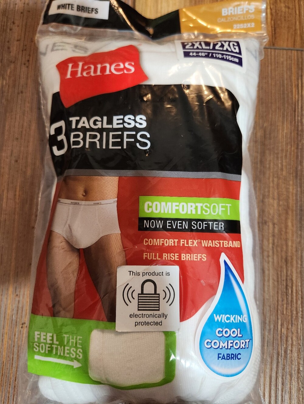 Hanes Men's ComfortSoft Tagless Full-Rise Briefs 3-Pack White 2XL